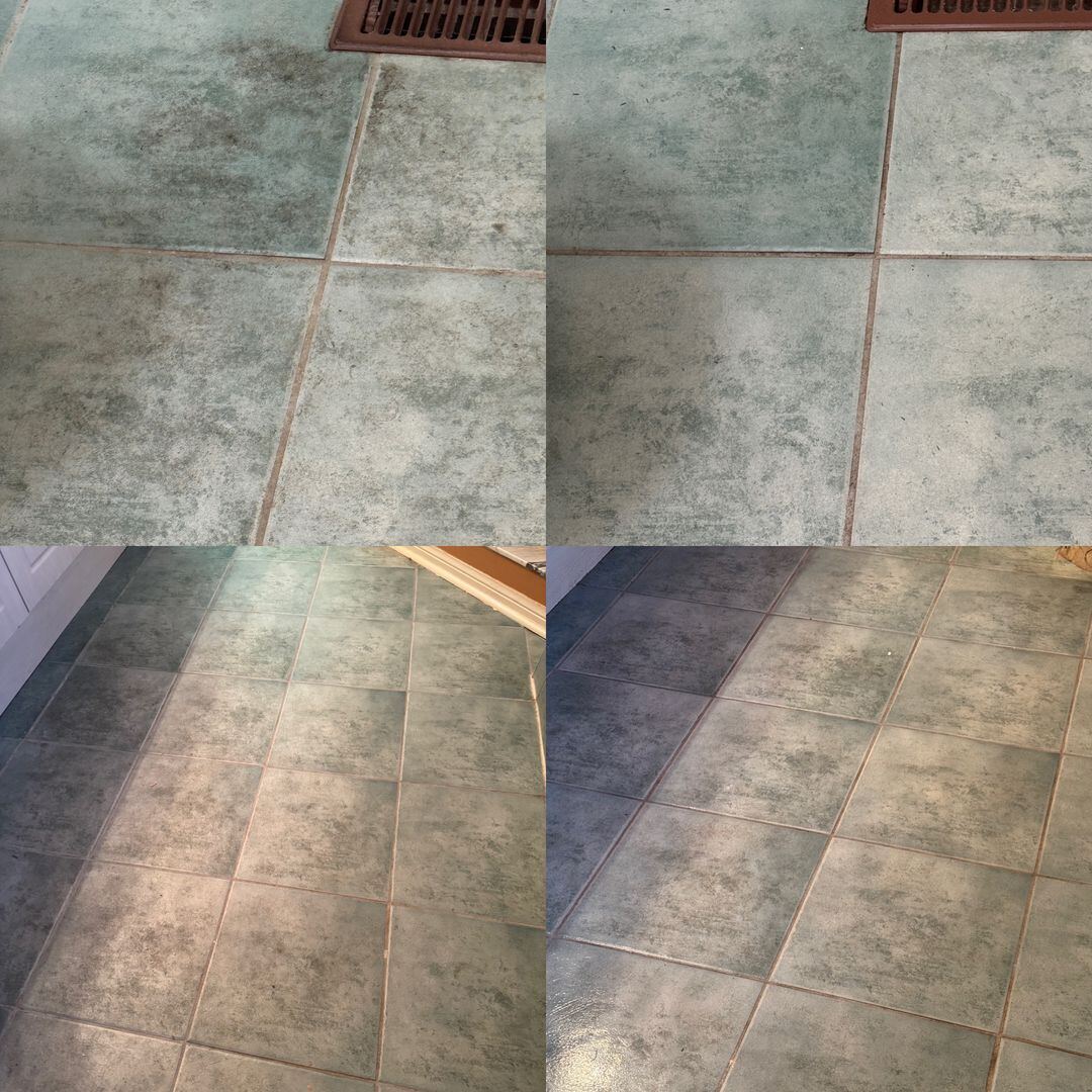 Restored floor tile cleaning.